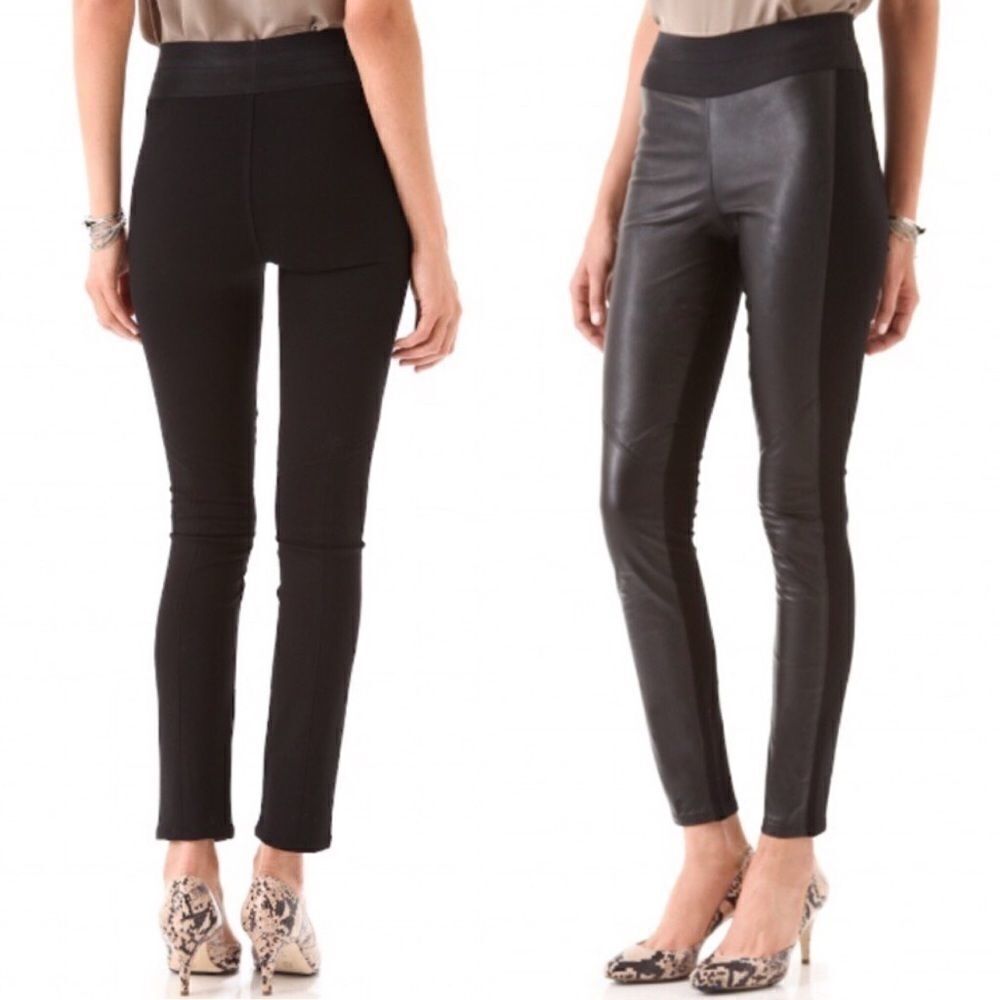 PAIGE Paloma Leather Leggings Skinny Pants Jeans Y2K Black 24